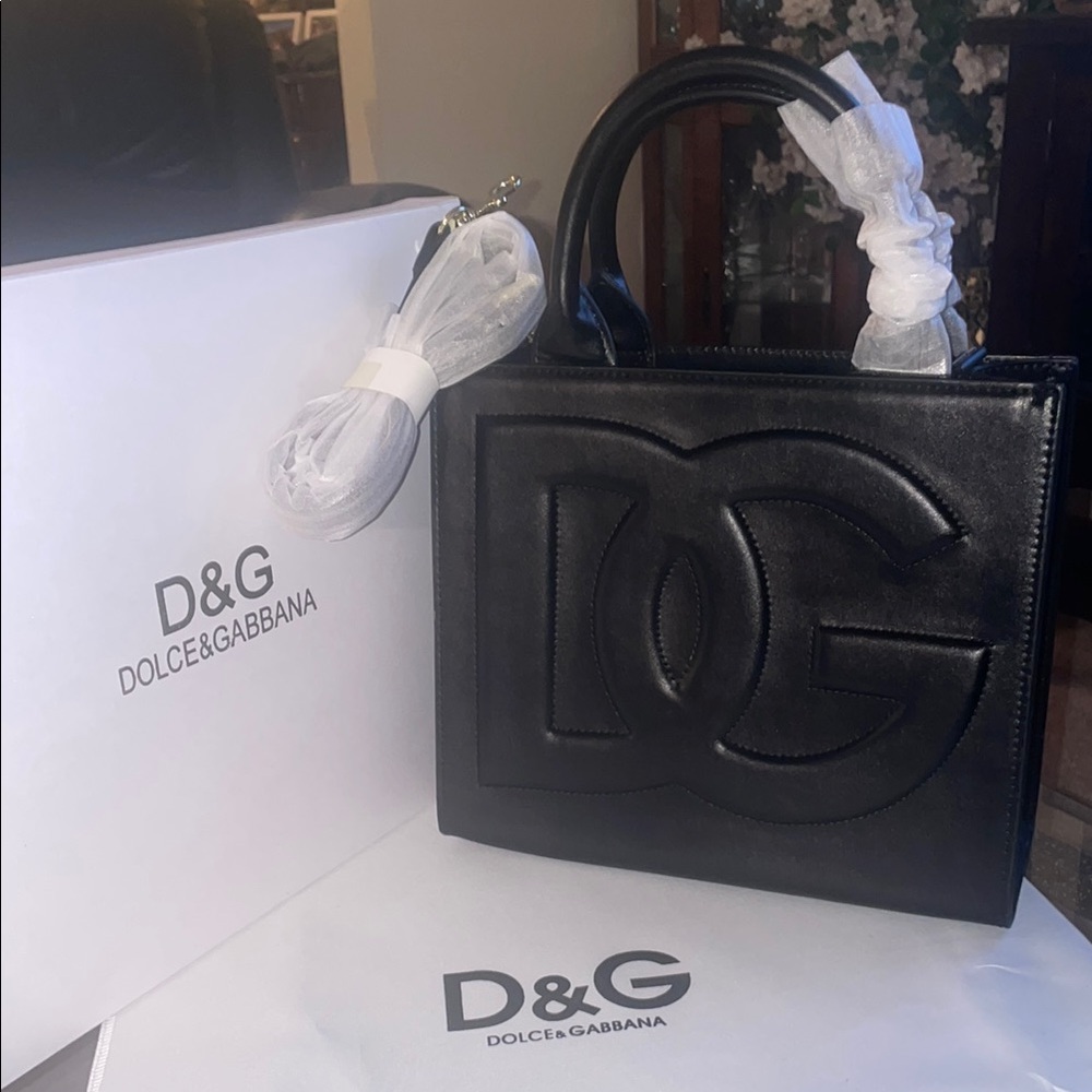 Dolce & Gabbana Black Mini Bag with Embossed Logo
